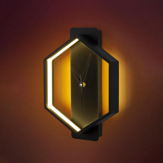 Hexagon Duvar Saat Led Aplik 3000K Gün Işığı