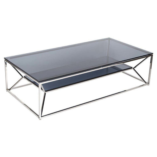 Black Geo Camlı Metal Orta Sehpa