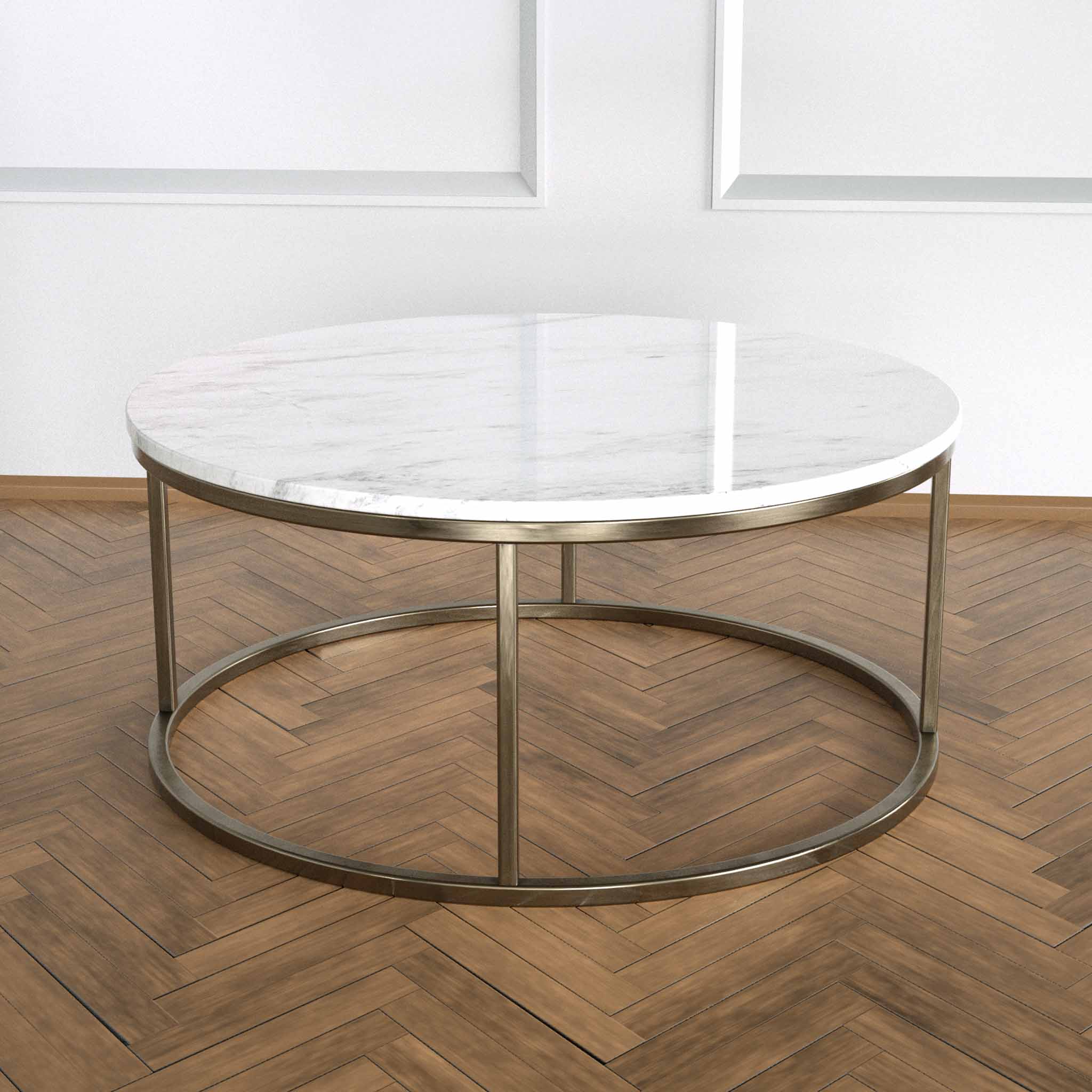 Potrica Yuvarlak Orta Sehpa Eskitme Pirinç Ayak