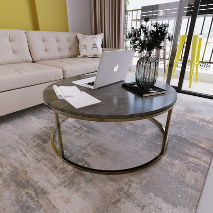 Potrica Yuvarlak Orta Sehpa Eskitme Pirinç Ayak