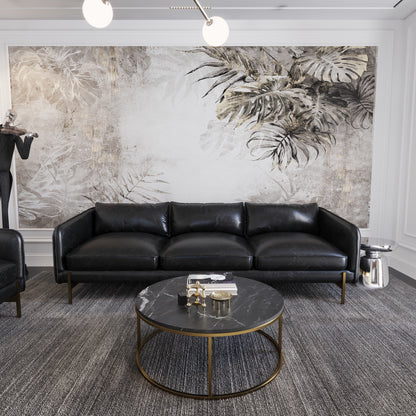 Lakito Suni Deri Üçlü Koltuk Siyah