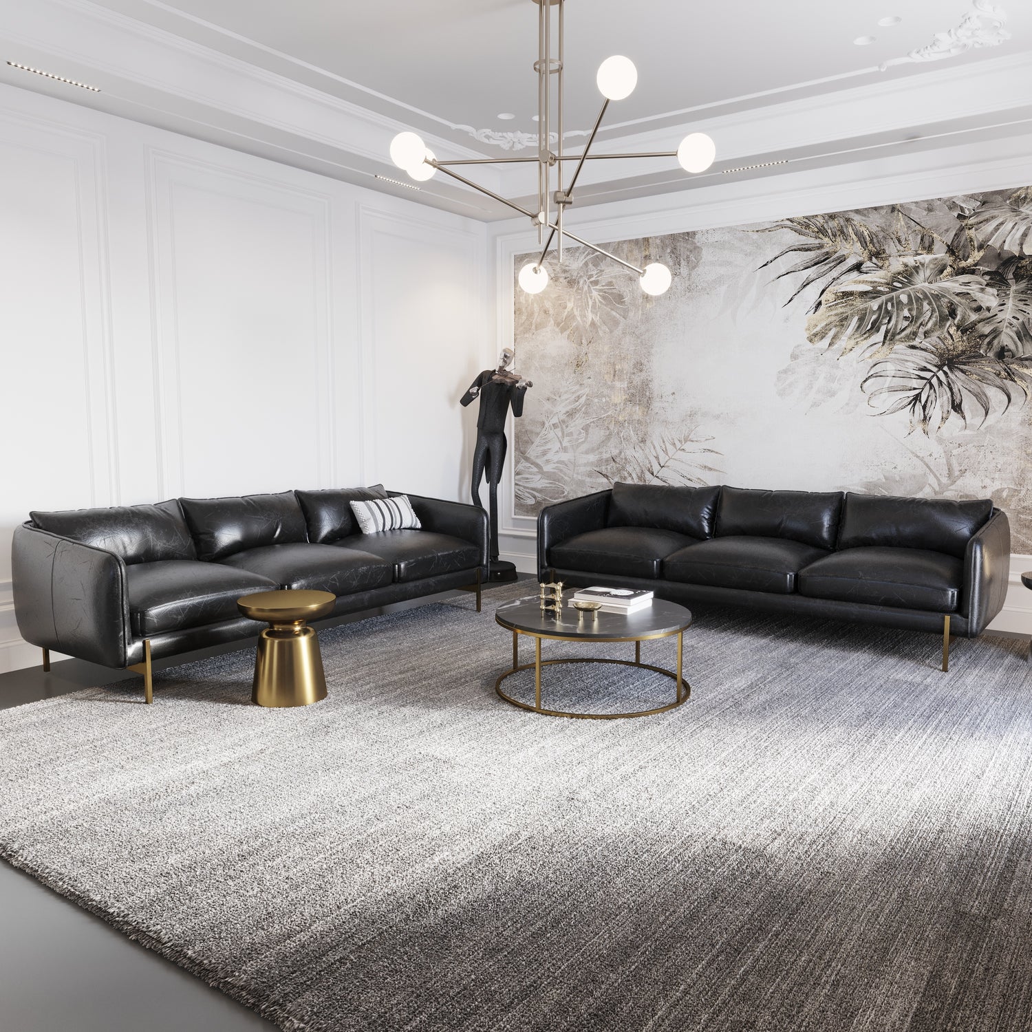 Lakito Suni Deri Üçlü Koltuk Siyah