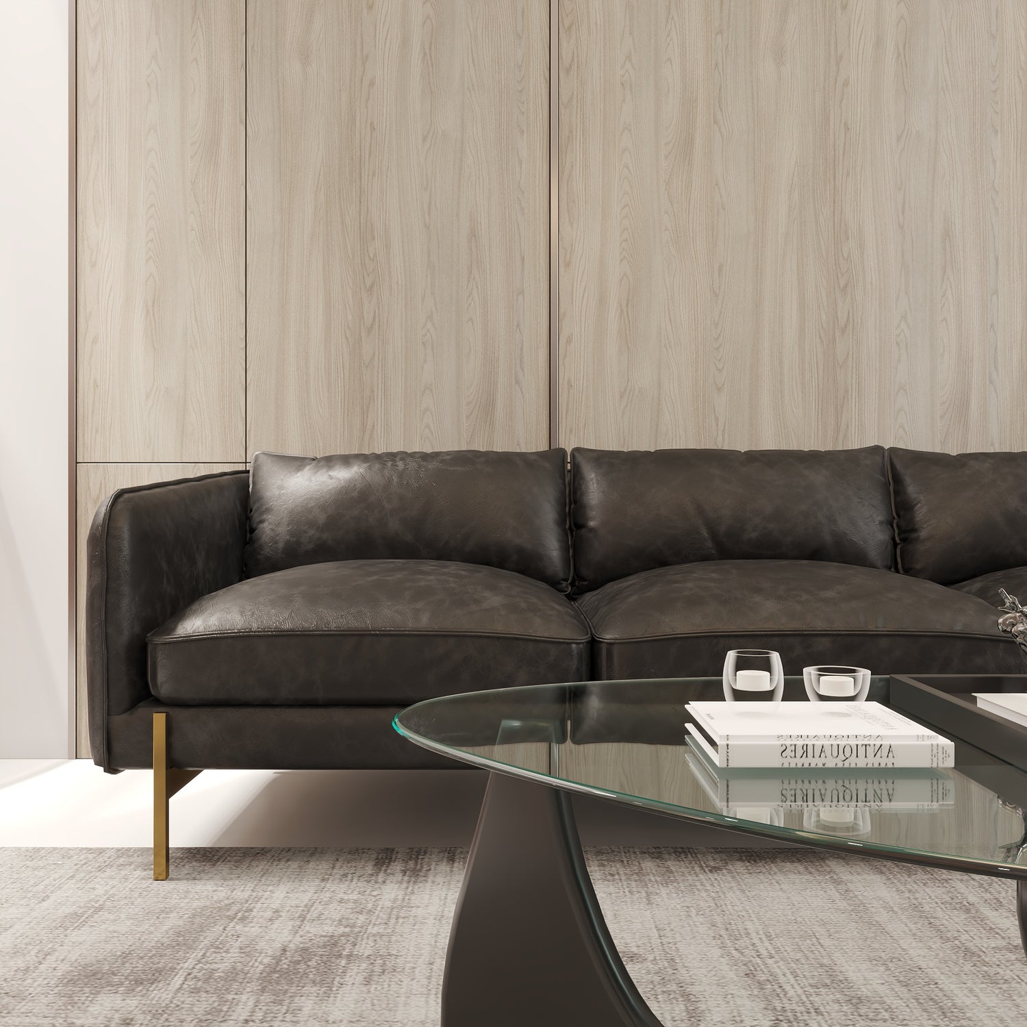 Lakito Suni Deri Üçlü Koltuk Siyah