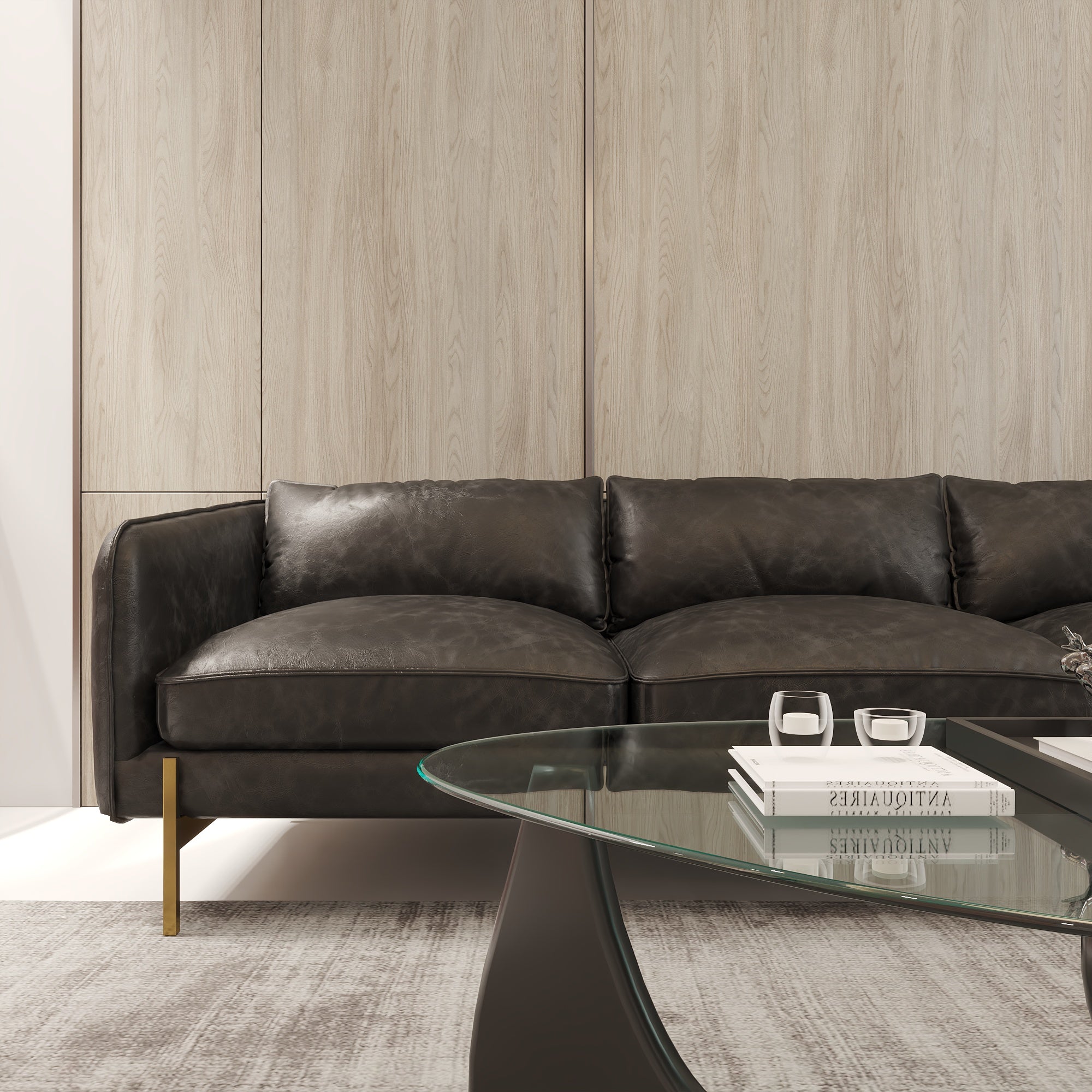 Lakito Suni Deri Üçlü Koltuk Siyah