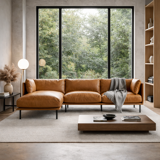 Swell Suni Deri L Köşe Koltuk Kahverengi