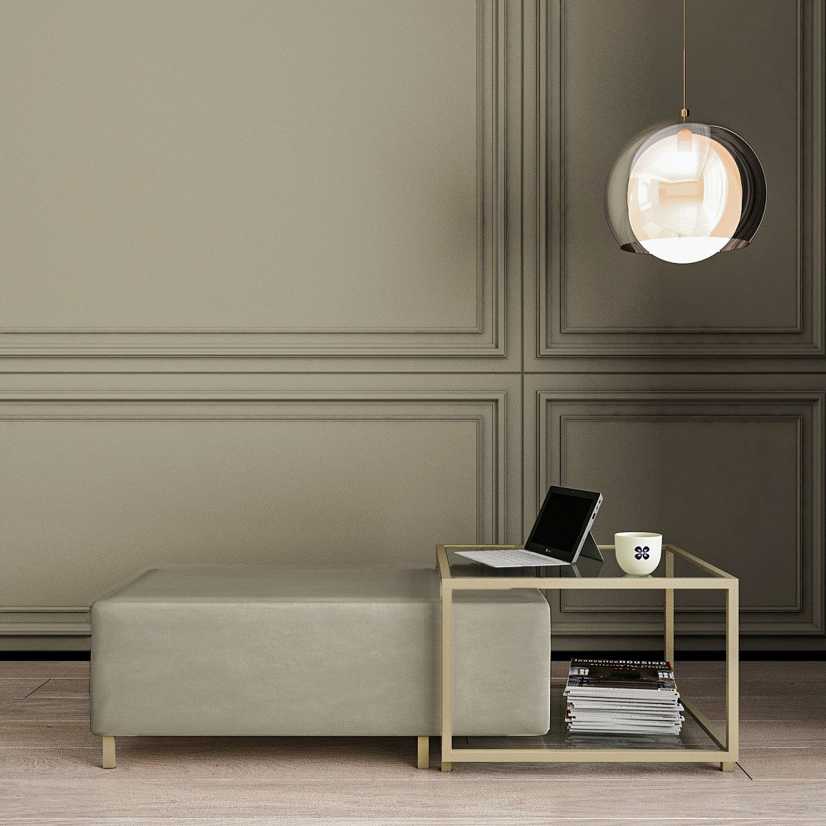 Bellissimo Puflu Orta Sehpa Gold
