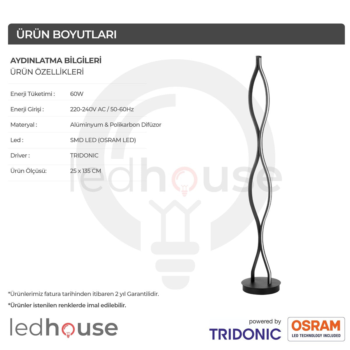 Exemplar Led Lambader 3000K Gün Işığı