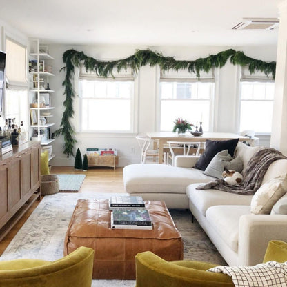 Deri Puf Bronz Kare Büyük