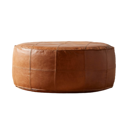 Deri Puf Bronz Yuvarlak Büyük