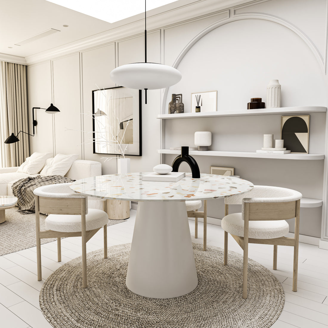 Woven Yemek Masası Terrazo Mermer 130 cm