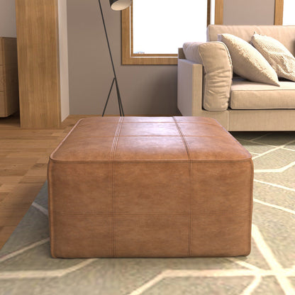 Deri Puf Bronz Kare Orta