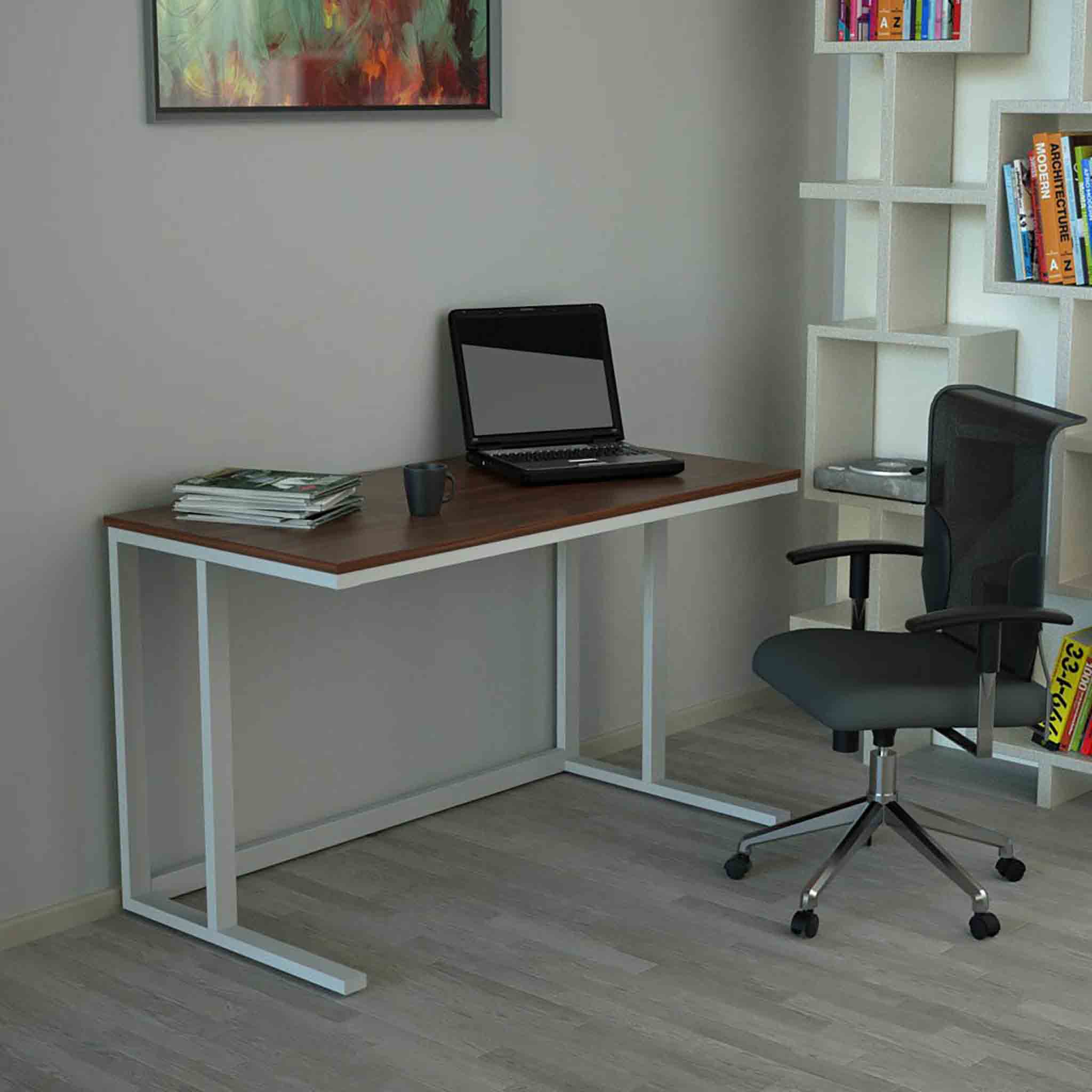 Tekli Desk Çalışma Masası Beyaz Ayak