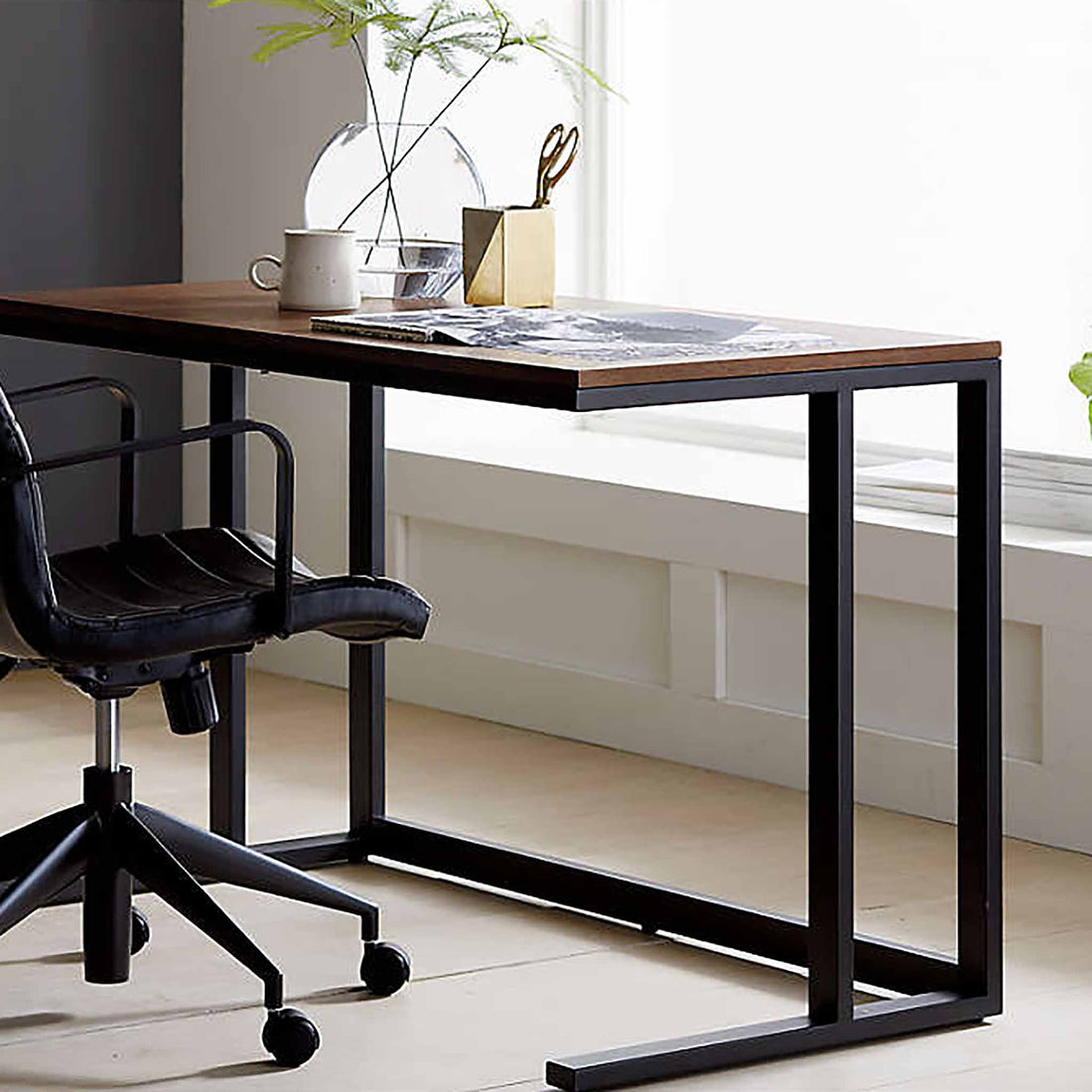 Tekli Desk Çalışma Masası Siyah Ayak