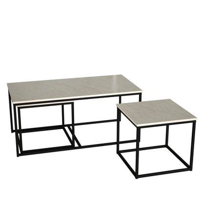 Twins İç İçe Geçmiş Sehpa - Siyah Ayak