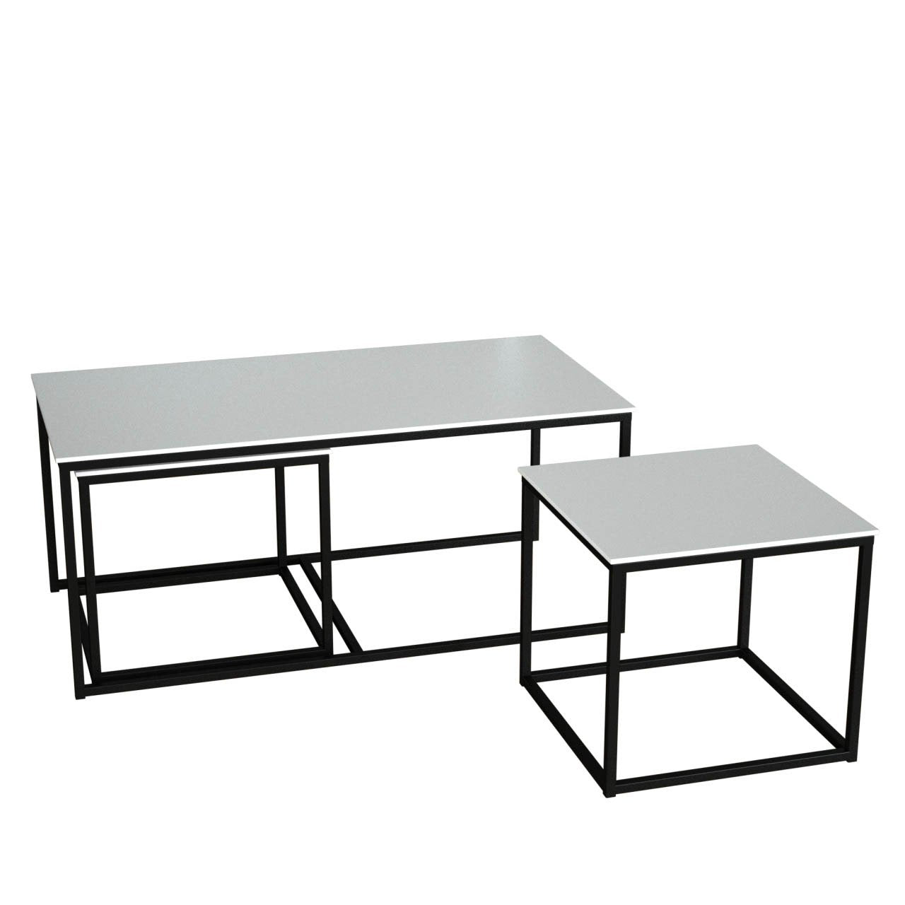 Twins İç İçe Geçmiş Sehpa - Siyah Ayak