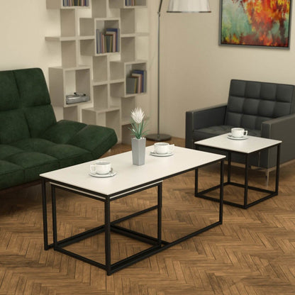 Twins İç İçe Geçmiş Sehpa - Siyah Ayak