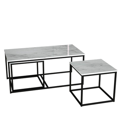 Twins İç İçe Geçmiş Sehpa - Siyah Ayak