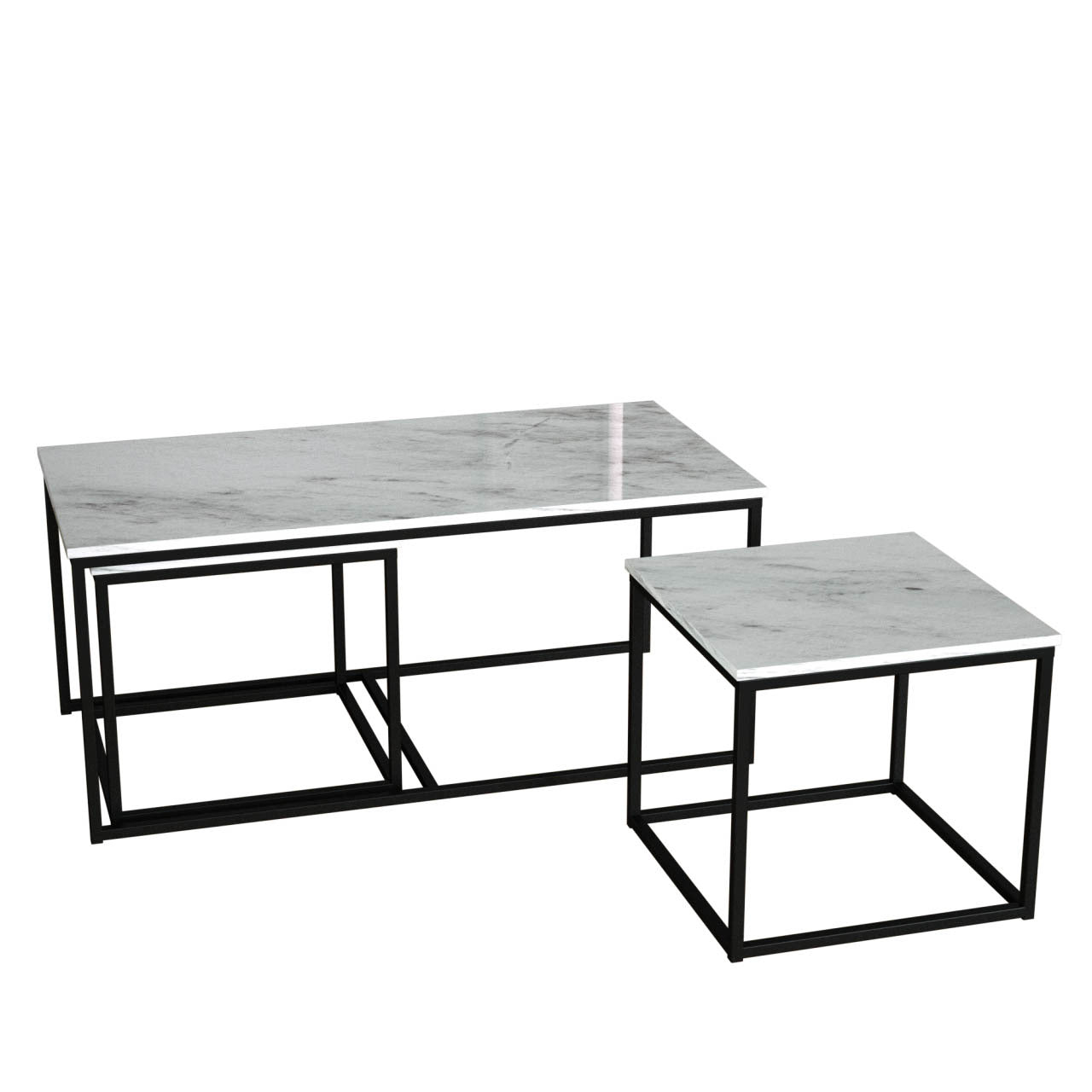 Twins İç İçe Geçmiş Sehpa - Siyah Ayak