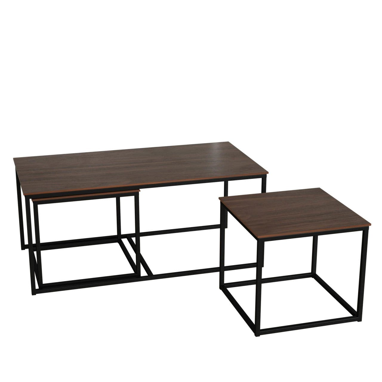 Twins İç İçe Geçmiş Sehpa - Siyah Ayak