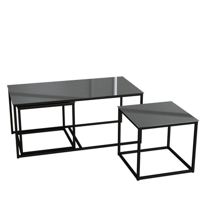 Twins İç İçe Geçmiş Sehpa - Siyah Ayak