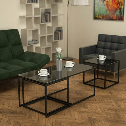 Twins İç İçe Geçmiş Sehpa - Siyah Ayak