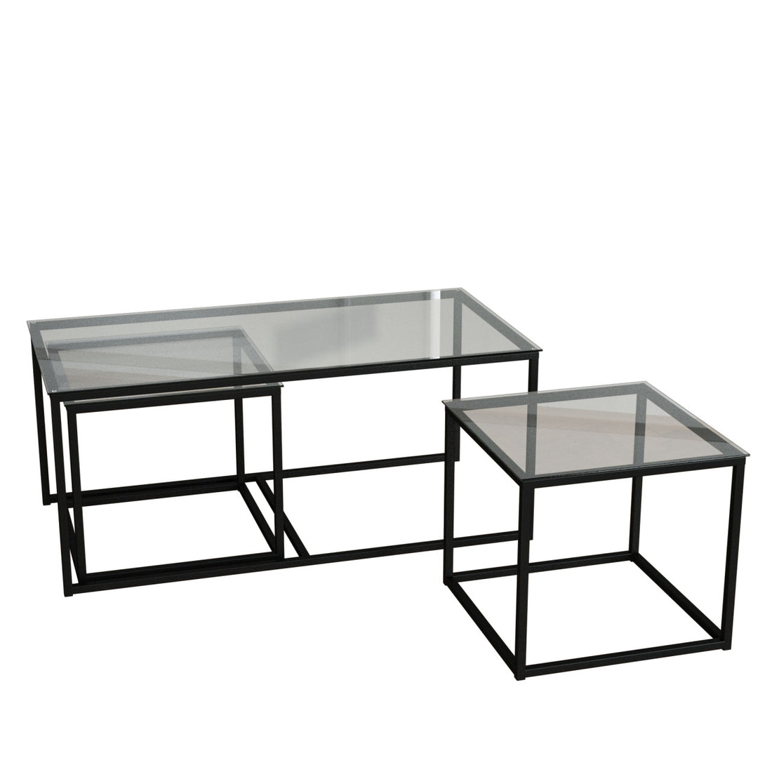 Twins İç İçe Geçmiş Sehpa - Siyah Ayak