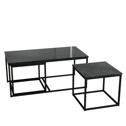 Twins İç İçe Geçmiş Sehpa - Siyah Ayak