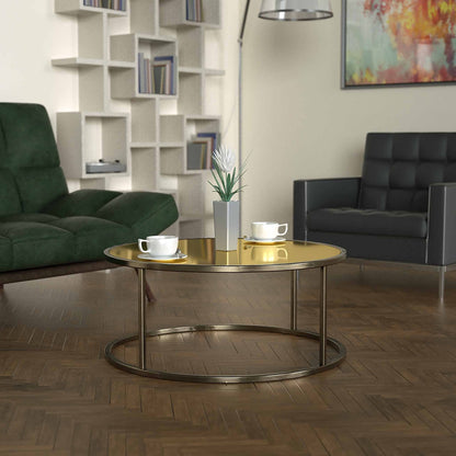 Potrica Yuvarlak Orta Sehpa Eskitme Pirinç Ayak