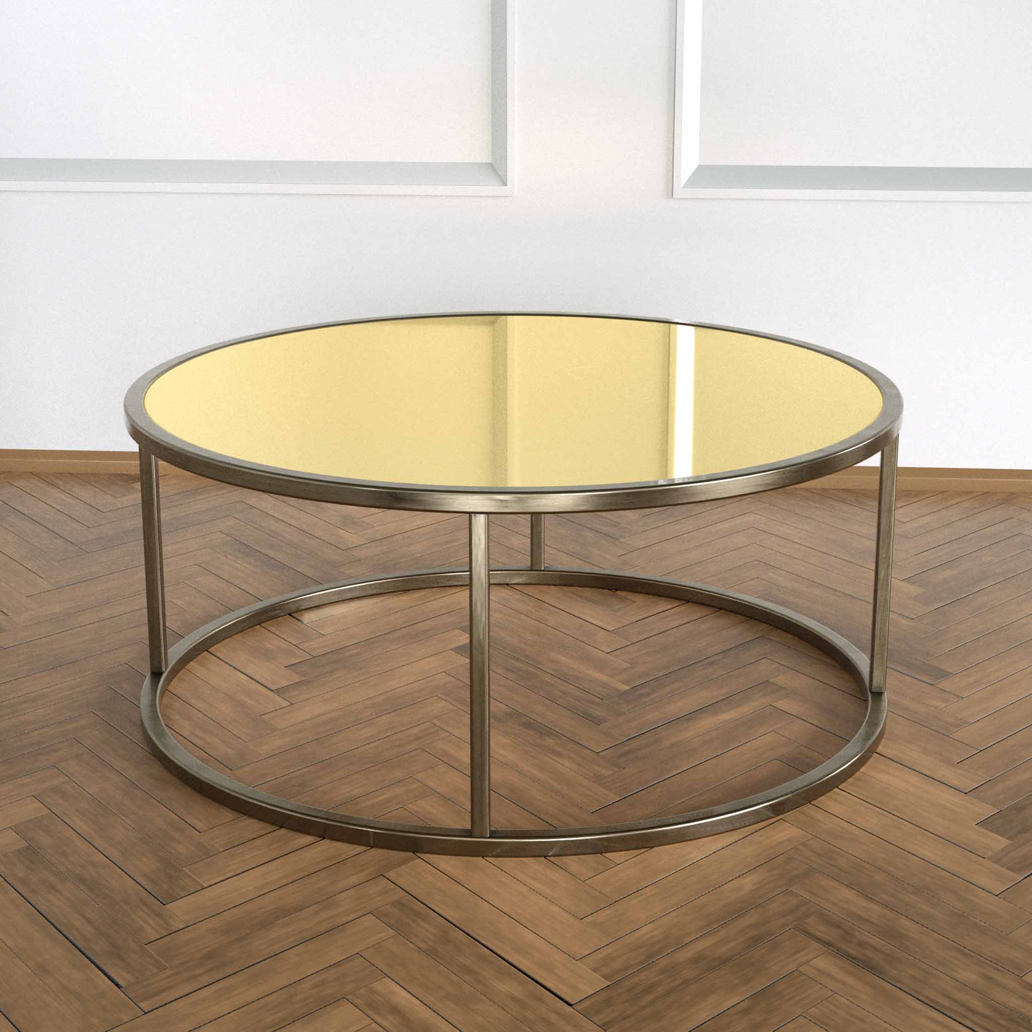 Potrica Yuvarlak Orta Sehpa Eskitme Pirinç Ayak