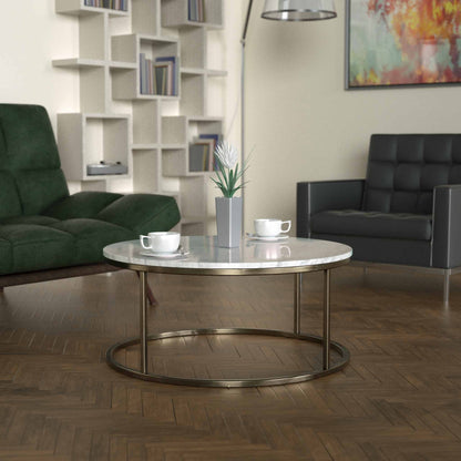 Potrica Yuvarlak Orta Sehpa Eskitme Pirinç Ayak