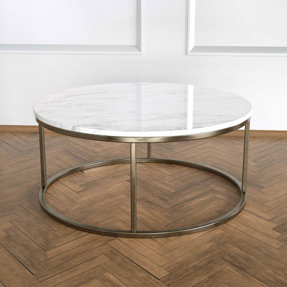 Potrica Yuvarlak Orta Sehpa Eskitme Pirinç Ayak