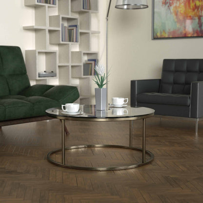 Potrica Yuvarlak Orta Sehpa Eskitme Pirinç Ayak