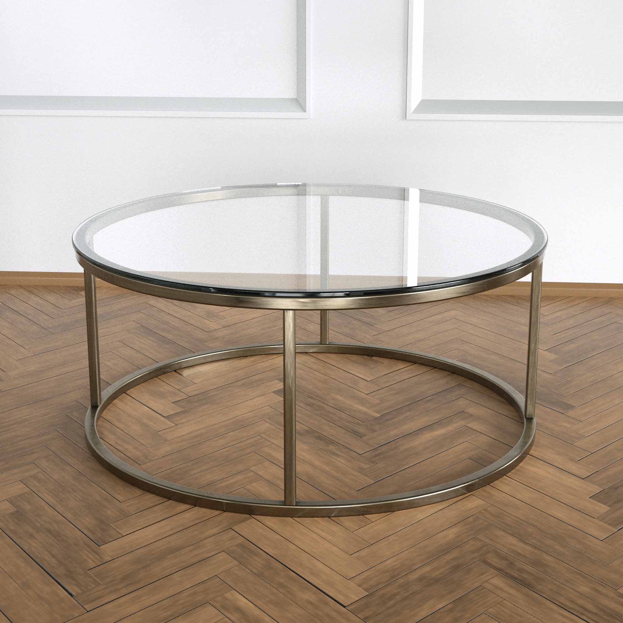 Potrica Yuvarlak Orta Sehpa Eskitme Pirinç Ayak