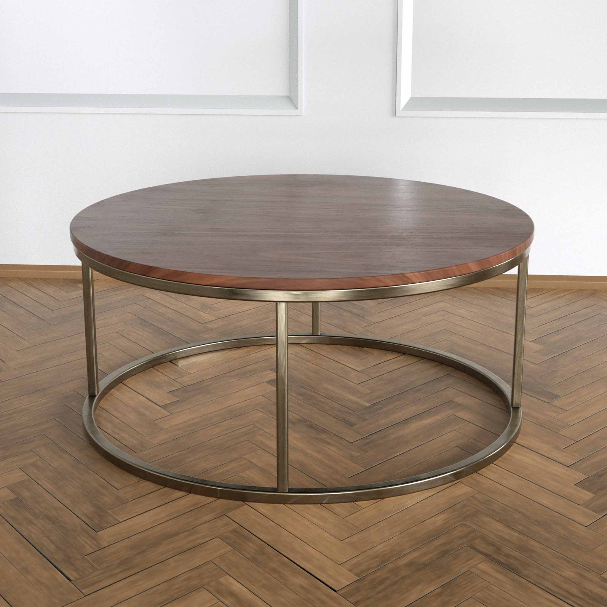 Potrica Yuvarlak Orta Sehpa Eskitme Pirinç Ayak