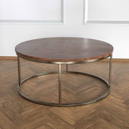 Potrica Yuvarlak Orta Sehpa Eskitme Pirinç Ayak