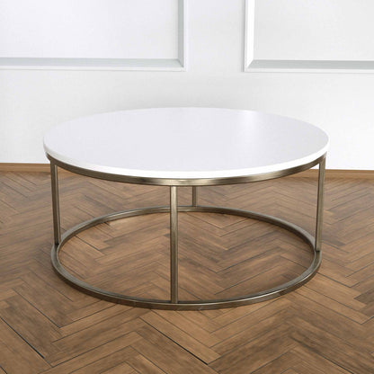 Potrica Yuvarlak Orta Sehpa Eskitme Pirinç Ayak